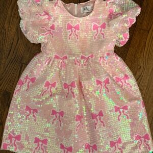 Lola + The Boys Pink Sequin Bow Dress